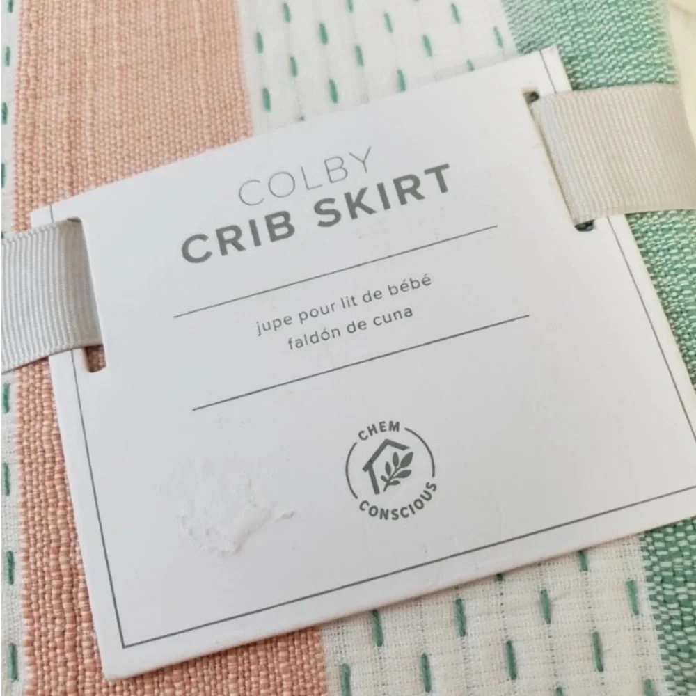 Pottery Barn Kids Colby Crib Skirt Yarn Dyed Multi Color NEW